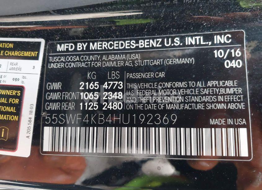 Photo 9 of 2017 Mercedes-benz C 300 4MATIC/LUXURY 4MATIC/SPORT 4MATIC (VIN 55SWF4KB4HU192369)