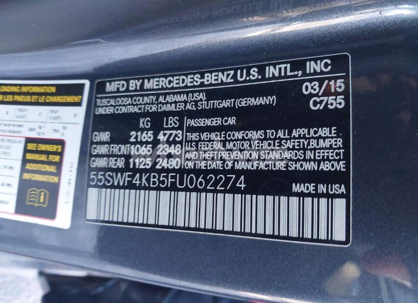 Photo 9 of 2015 Mercedes-benz C 300 4MATIC/LUXURY 4MATIC/SPORT 4MATIC (VIN 55SWF4KB5FU062274)