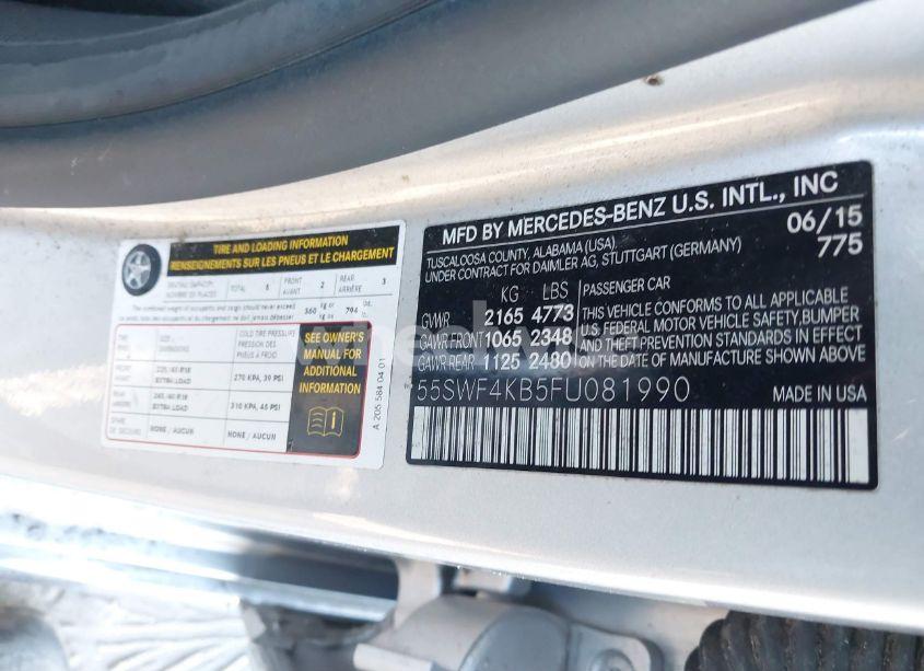 Photo 9 of 2015 Mercedes-benz C 300 4MATIC/LUXURY 4MATIC/SPORT 4MATIC (VIN 55SWF4KB5FU081990)