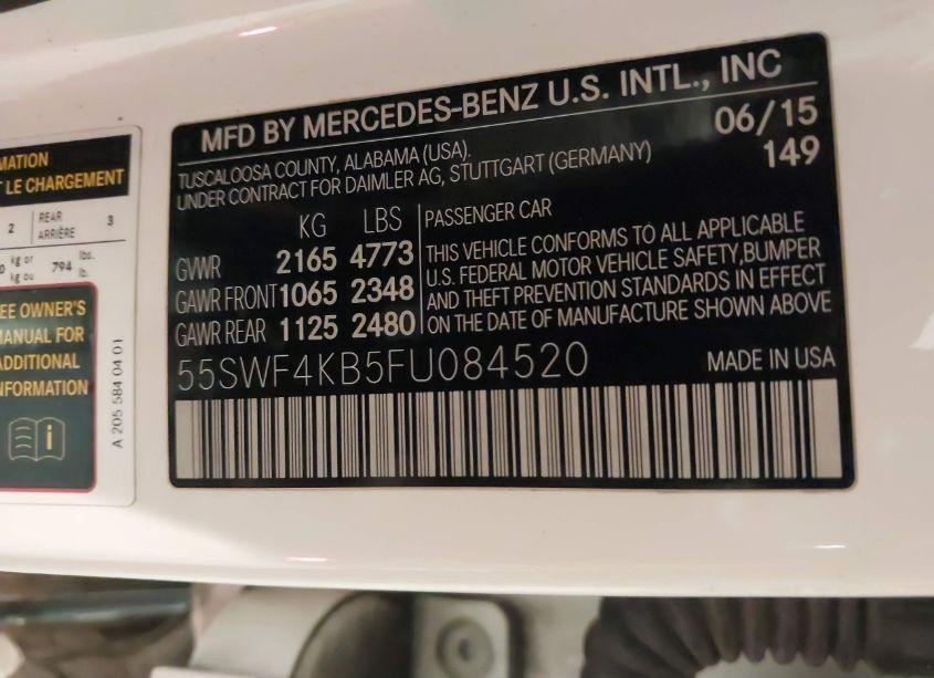 Photo 9 of 2015 Mercedes-benz C 300 4MATIC/LUXURY 4MATIC/SPORT 4MATIC (VIN 55SWF4KB5FU084520)