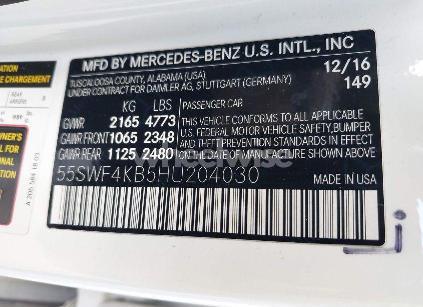 Photo 9 of 2017 Mercedes-benz C 300 4MATIC/LUXURY 4MATIC/SPORT 4MATIC (VIN 55SWF4KB5HU204030)