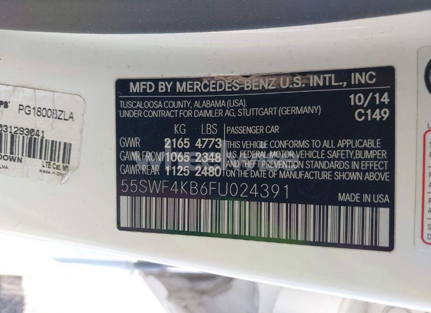 Photo 9 of 2015 Mercedes-benz C 300 4MATIC/LUXURY 4MATIC/SPORT 4MATIC (VIN 55SWF4KB6FU024391)