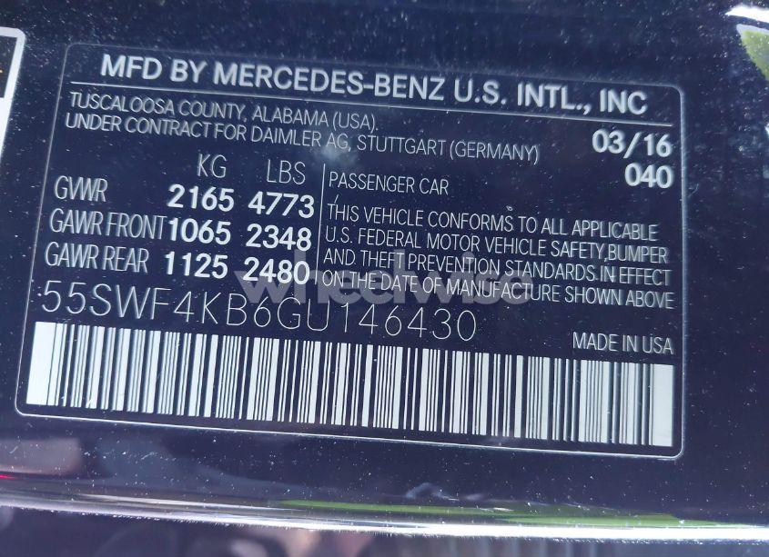 Photo 9 of 2016 Mercedes-benz C 300 4MATIC/LUXURY 4MATIC/SPORT 4MATIC (VIN 55SWF4KB6GU146430)