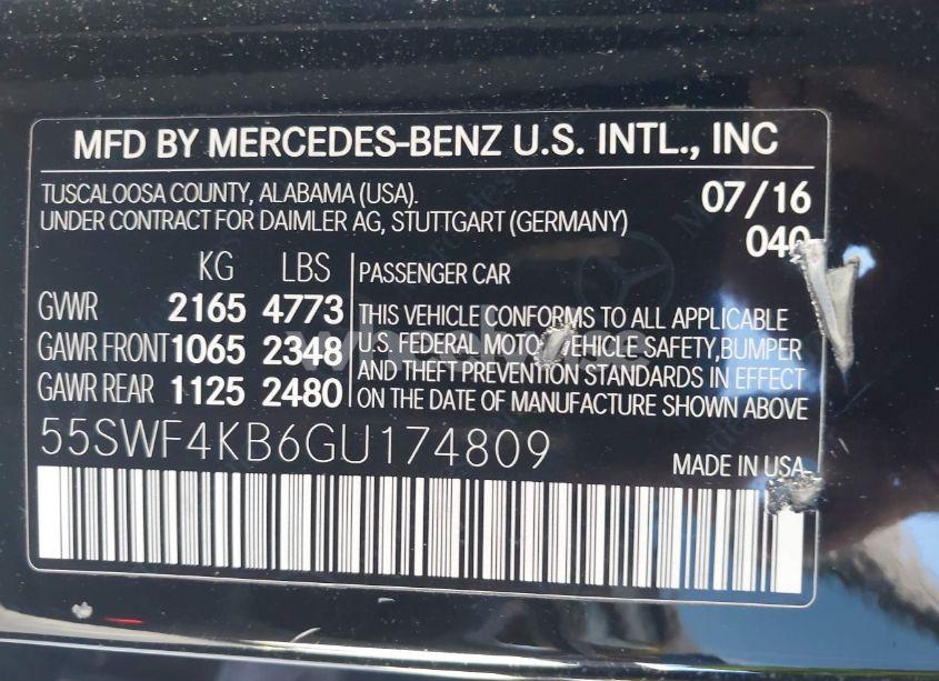 Photo 9 of 2016 Mercedes-benz C 300 4MATIC/LUXURY 4MATIC/SPORT 4MATIC (VIN 55SWF4KB6GU174809)