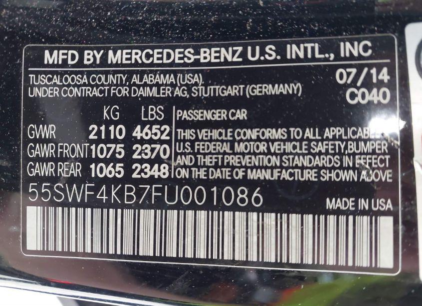 Photo 9 of 2015 Mercedes-benz C 300 4MATIC/LUXURY 4MATIC/SPORT 4MATIC (VIN 55SWF4KB7FU001086)