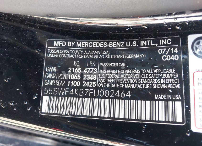 Photo 9 of 2015 Mercedes-benz C 300 4MATIC/LUXURY 4MATIC/SPORT 4MATIC (VIN 55SWF4KB7FU002464)