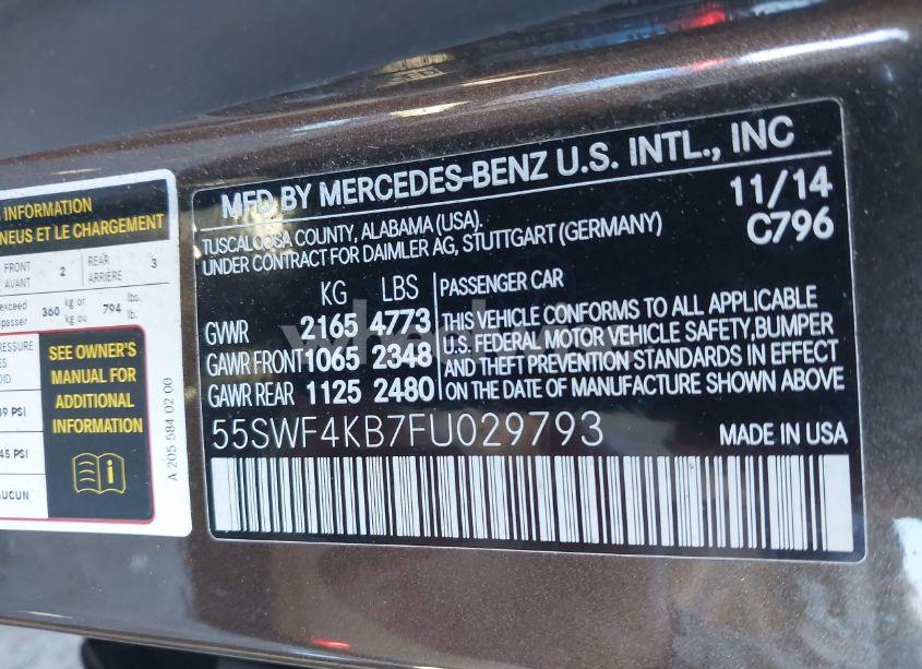 Photo 9 of 2015 Mercedes-benz C 300 4MATIC/LUXURY 4MATIC/SPORT 4MATIC (VIN 55SWF4KB7FU029793)