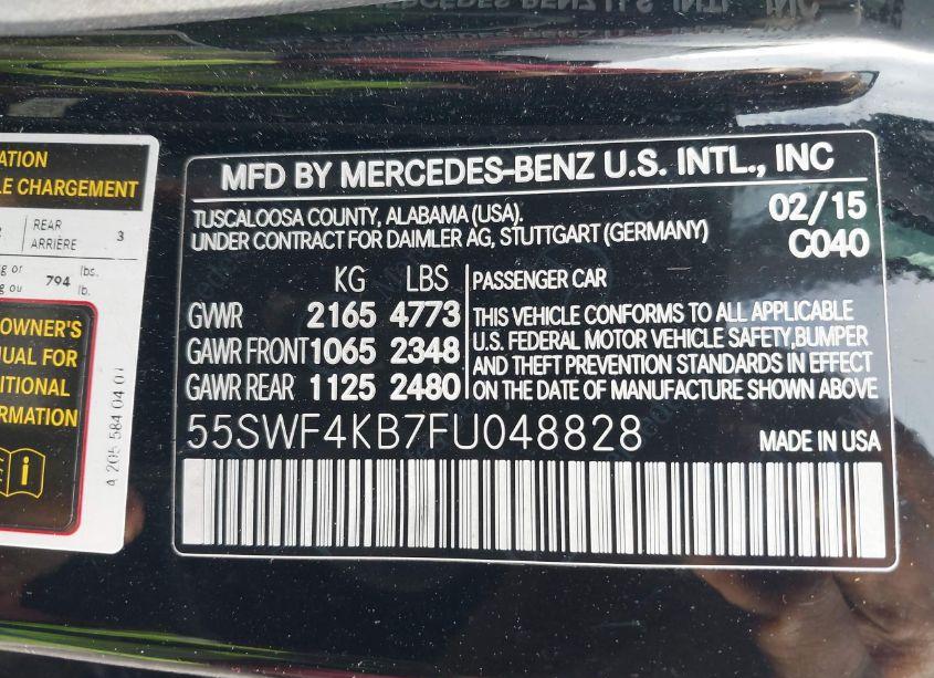 Photo 9 of 2015 Mercedes-benz C 300 4MATIC/LUXURY 4MATIC/SPORT 4MATIC (VIN 55SWF4KB7FU048828)