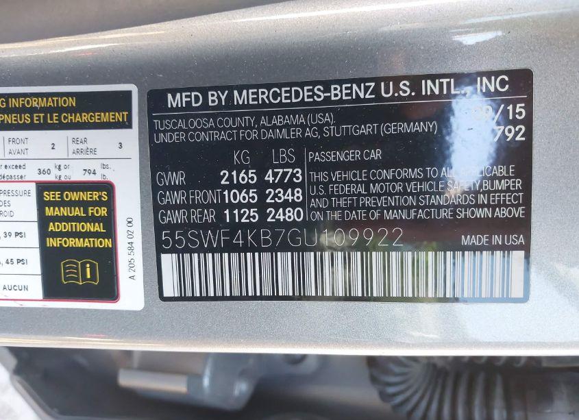 Photo 9 of 2016 Mercedes-benz C 300 4MATIC/LUXURY 4MATIC/SPORT 4MATIC (VIN 55SWF4KB7GU109922)