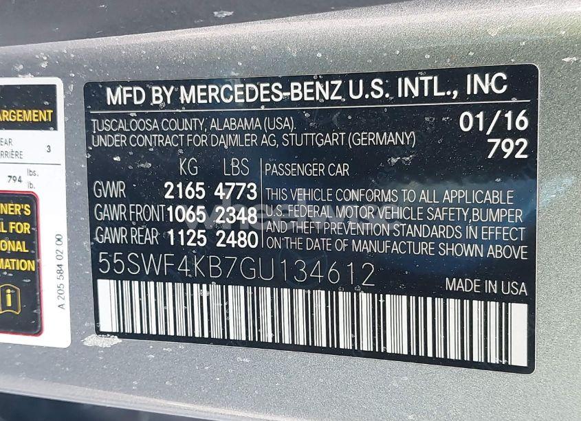 Photo 9 of 2016 Mercedes-benz C 300 4MATIC/LUXURY 4MATIC/SPORT 4MATIC (VIN 55SWF4KB7GU134612)