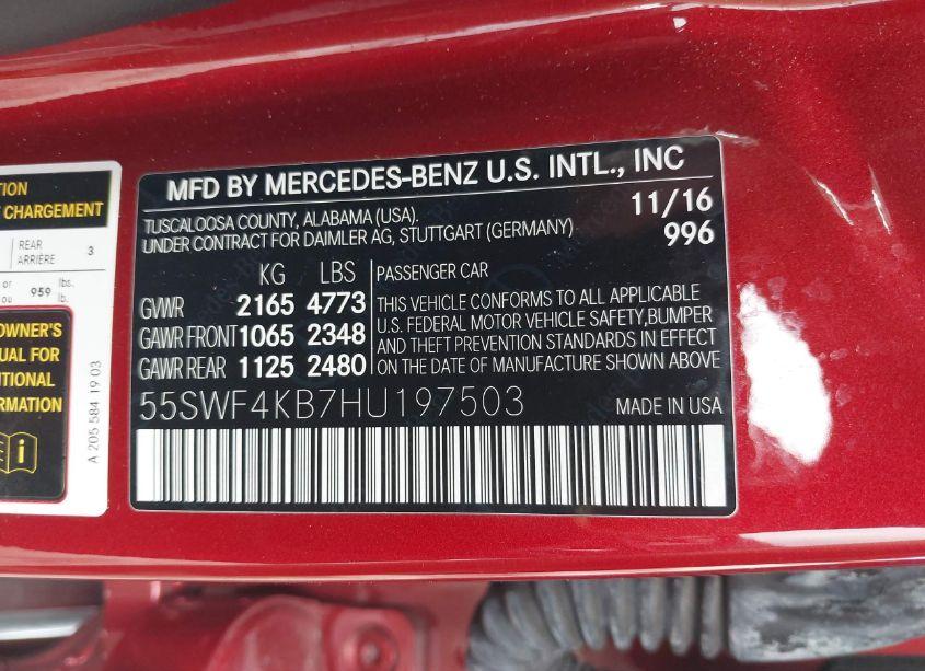 Photo 9 of 2017 Mercedes-benz C 300 4MATIC/LUXURY 4MATIC/SPORT 4MATIC (VIN 55SWF4KB7HU197503)