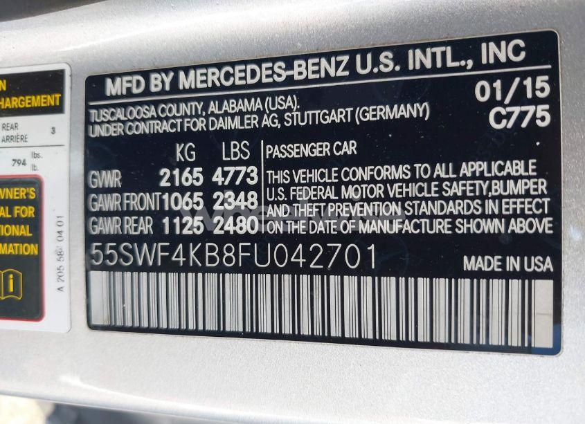 Photo 9 of 2015 Mercedes-benz C 300 4MATIC/LUXURY 4MATIC/SPORT 4MATIC (VIN 55SWF4KB8FU042701)