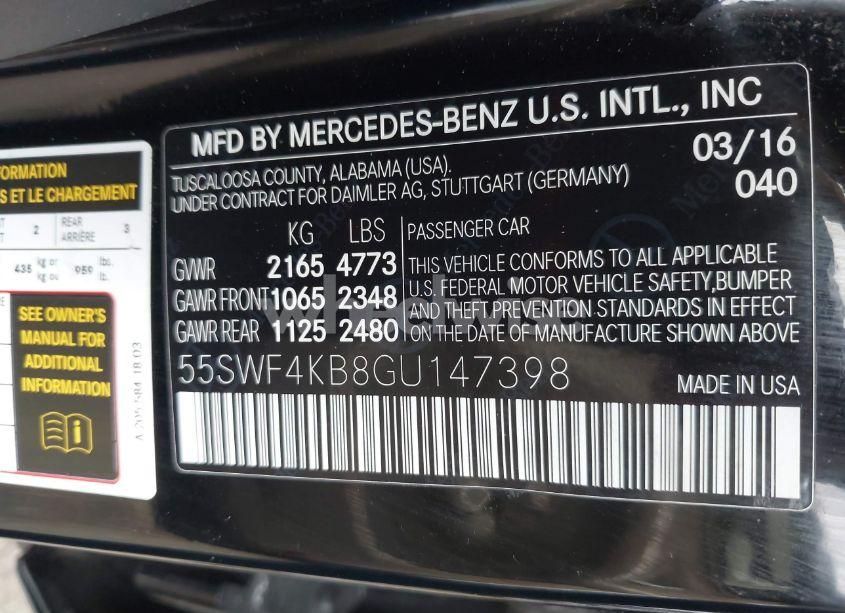 Photo 9 of 2016 Mercedes-benz C 300 4MATIC/LUXURY 4MATIC/SPORT 4MATIC (VIN 55SWF4KB8GU147398)