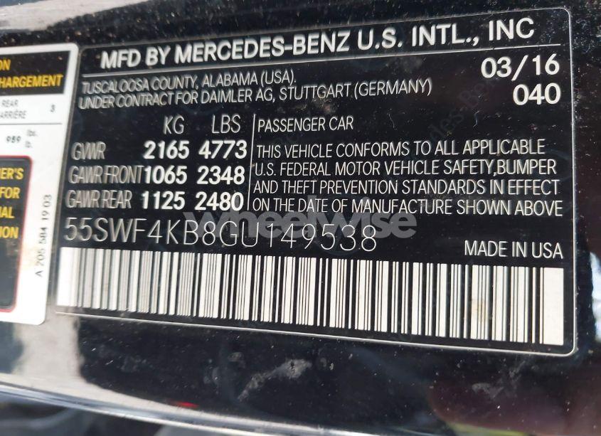 Photo 9 of 2016 Mercedes-benz C 300 4MATIC/LUXURY 4MATIC/SPORT 4MATIC (VIN 55SWF4KB8GU149538)