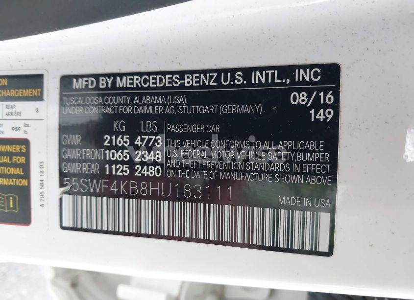 Photo 9 of 2017 Mercedes-benz C 300 4MATIC/LUXURY 4MATIC/SPORT 4MATIC (VIN 55SWF4KB8HU183111)