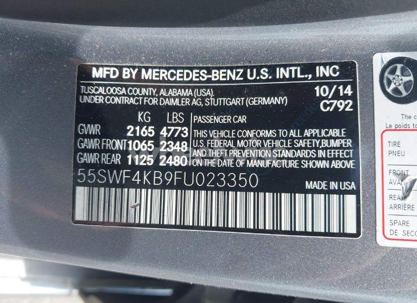 Photo 9 of 2015 Mercedes-benz C 300 4MATIC/LUXURY 4MATIC/SPORT 4MATIC (VIN 55SWF4KB9FU023350)