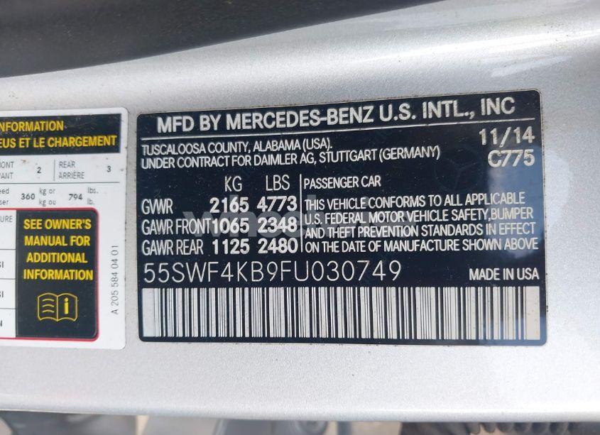 Photo 9 of 2015 Mercedes-benz C 300 4MATIC/LUXURY 4MATIC/SPORT 4MATIC (VIN 55SWF4KB9FU030749)