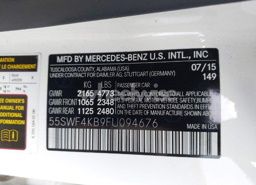 Photo 9 of 2015 Mercedes-benz C 300 4MATIC/LUXURY 4MATIC/SPORT 4MATIC (VIN 55SWF4KB9FU094676)