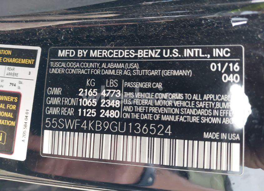 Photo 9 of 2016 Mercedes-benz C 300 4MATIC/LUXURY 4MATIC/SPORT 4MATIC (VIN 55SWF4KB9GU136524)