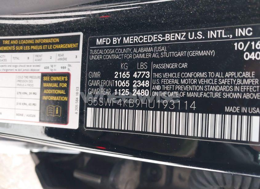 Photo 9 of 2017 Mercedes-benz C 300 4MATIC/LUXURY 4MATIC/SPORT 4MATIC (VIN 55SWF4KB9HU193114)