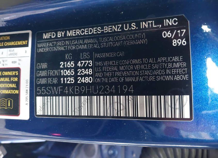 Photo 9 of 2017 Mercedes-benz C 300 4MATIC/LUXURY 4MATIC/SPORT 4MATIC (VIN 55SWF4KB9HU234194)