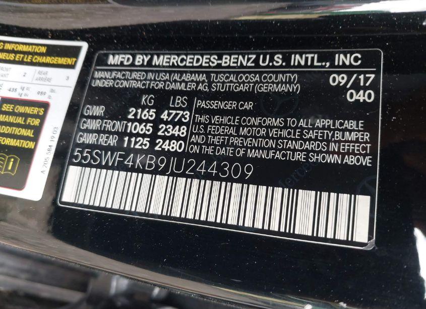 Photo 9 of 2018 Mercedes-benz C 300 4MATIC (VIN 55SWF4KB9JU244309)