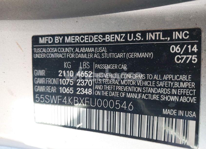 Photo 9 of 2015 Mercedes-benz C 300 4MATIC/LUXURY 4MATIC/SPORT 4MATIC (VIN 55SWF4KBXFU000546)