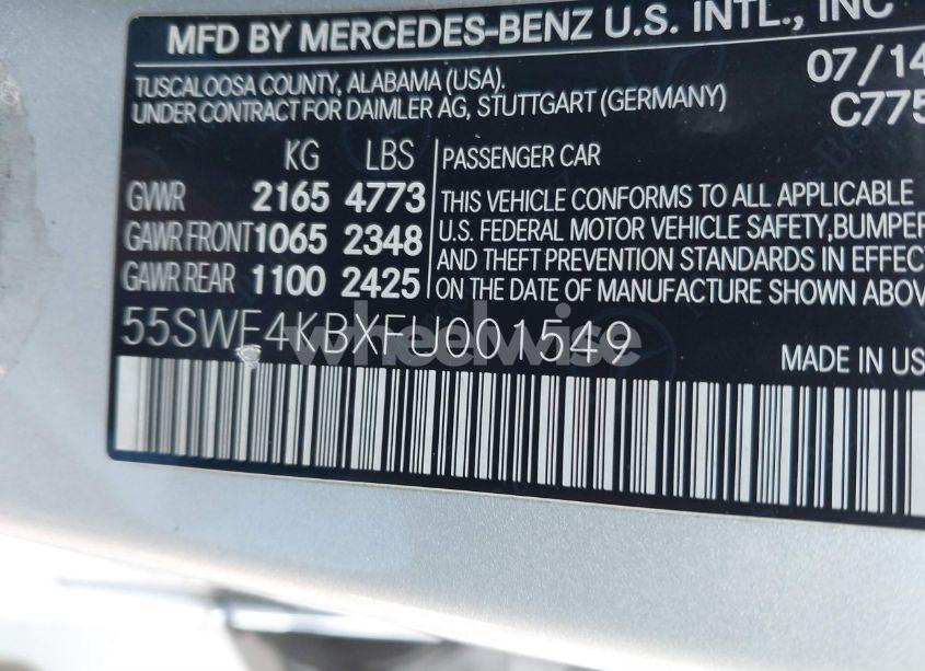 Photo 9 of 2015 Mercedes-benz C 300 4MATIC/LUXURY 4MATIC/SPORT 4MATIC (VIN 55SWF4KBXFU001549)