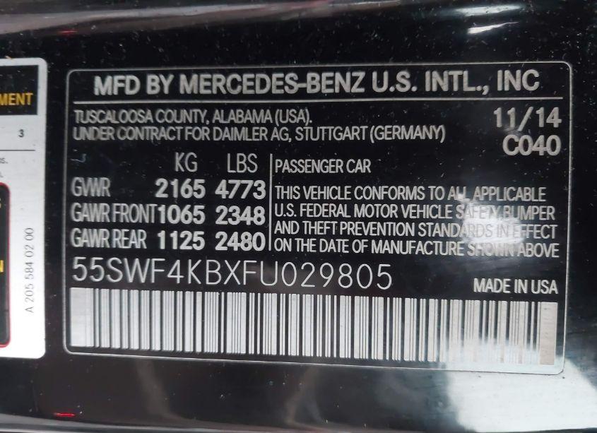 Photo 9 of 2015 Mercedes-benz C 300 4MATIC/LUXURY 4MATIC/SPORT 4MATIC (VIN 55SWF4KBXFU029805)