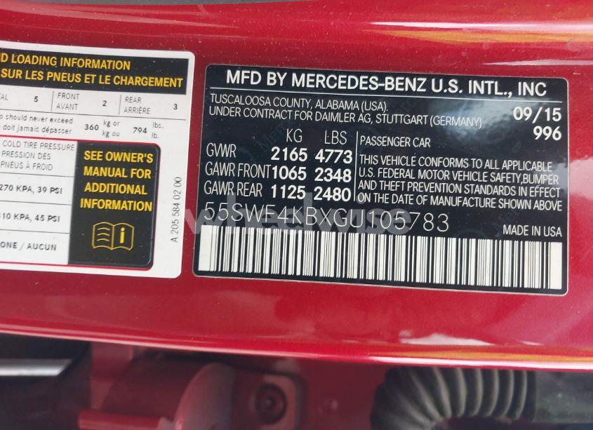 Photo 9 of 2016 Mercedes-benz C 300 4MATIC/LUXURY 4MATIC/SPORT 4MATIC (VIN 55SWF4KBXGU105783)