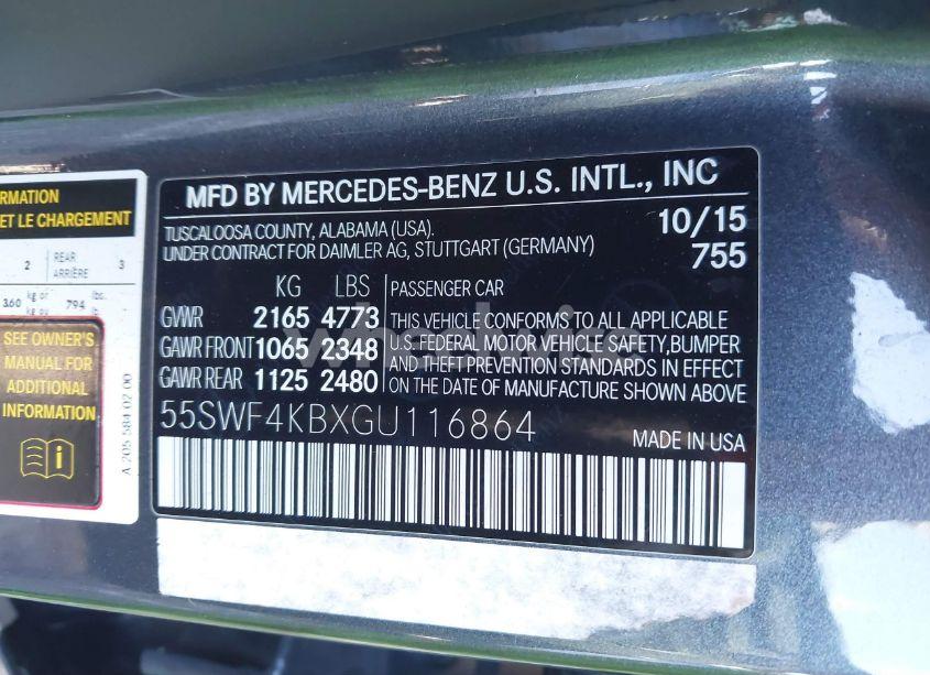 Photo 9 of 2016 Mercedes-benz C 300 4MATIC/LUXURY 4MATIC/SPORT 4MATIC (VIN 55SWF4KBXGU116864)