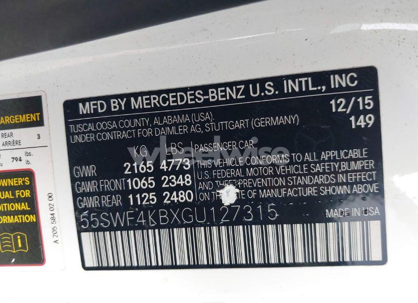 Photo 9 of 2016 Mercedes-benz C 300 4MATIC/LUXURY 4MATIC/SPORT 4MATIC (VIN 55SWF4KBXGU127315)