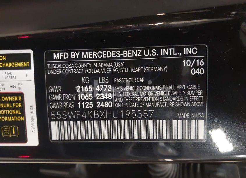 Photo 9 of 2017 Mercedes-benz C 300 4MATIC/LUXURY 4MATIC/SPORT 4MATIC (VIN 55SWF4KBXHU195387)