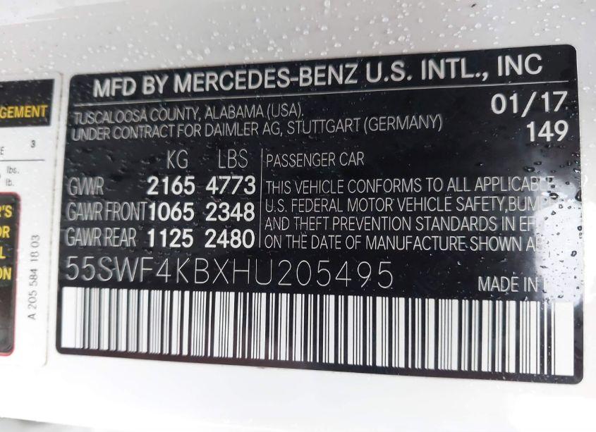 Photo 9 of 2017 Mercedes-benz C 300 4MATIC/LUXURY 4MATIC/SPORT 4MATIC (VIN 55SWF4KBXHU205495)