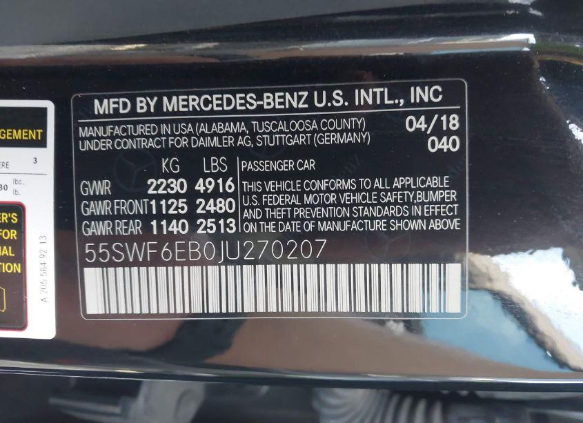 Photo 9 of 2018 Mercedes-benz Amg C 43 4MATIC (VIN 55SWF6EB0JU270207)