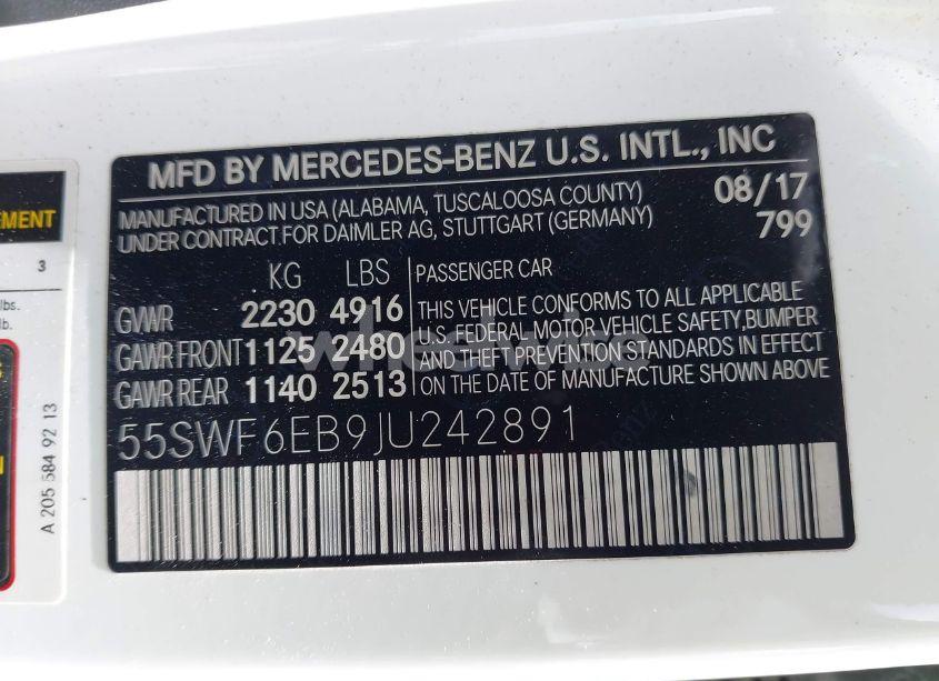 Photo 9 of 2018 Mercedes-benz Amg C 43 4MATIC (VIN 55SWF6EB9JU242891)