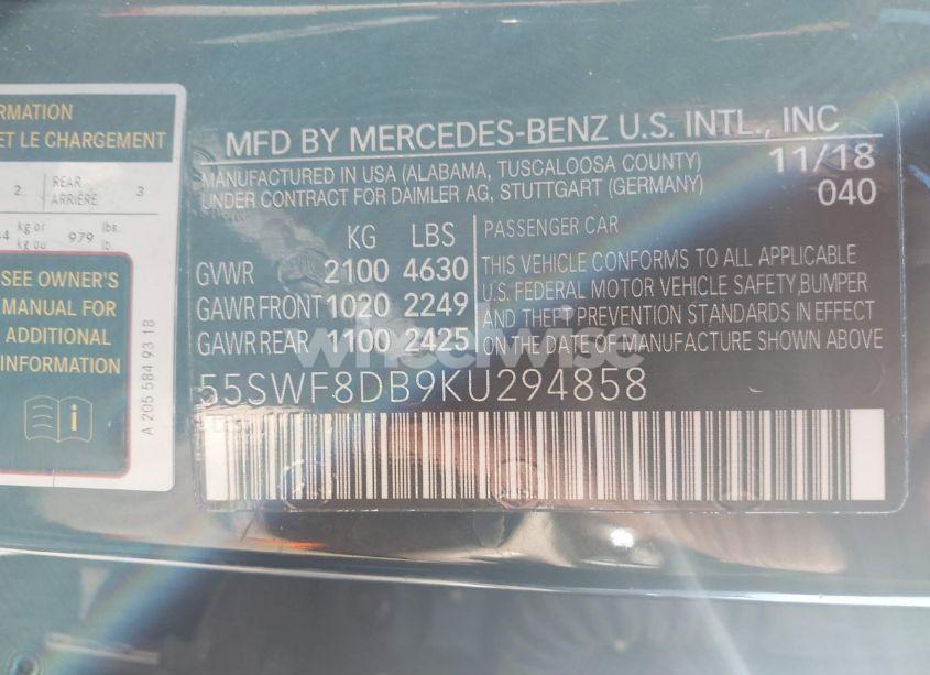 Photo 9 of 2019 Mercedes-benz C 300 (VIN 55SWF8DB9KU294858)