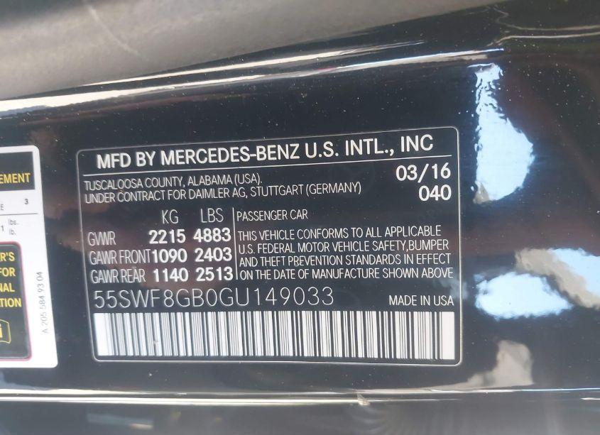 Photo 9 of 2016 Mercedes-benz Amg C 63 (VIN 55SWF8GB0GU149033)