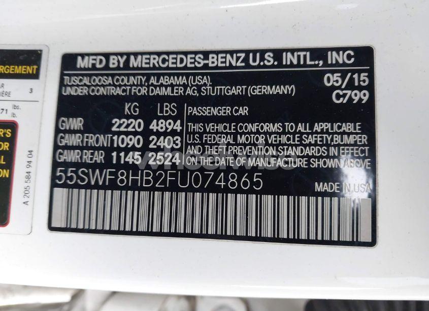 Photo 9 of 2015 Mercedes-benz C 63 AMG S (VIN 55SWF8HB2FU074865)