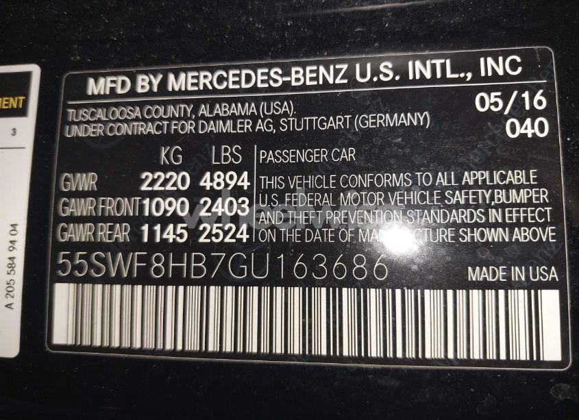 Photo 9 of 2016 Mercedes-benz Amg C 63 S (VIN 55SWF8HB7GU163686)