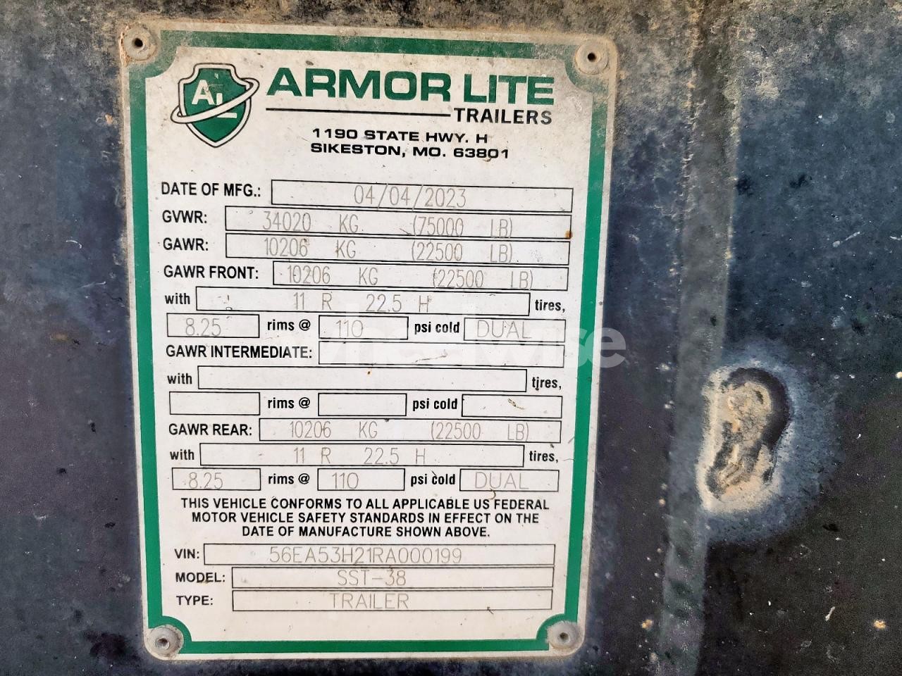 Photo 10 of 2023 ARMOR LITE SST-38 BOTTOM DUMP TRAILER (VIN 56EA53H21RA000199)