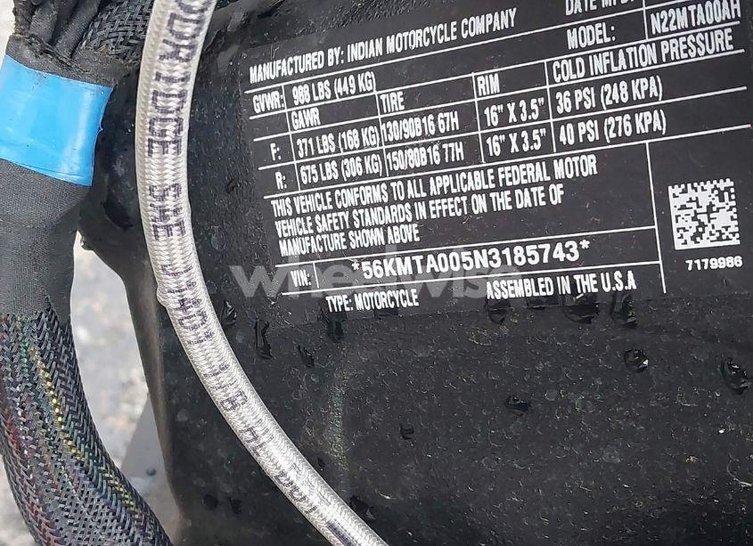 Photo 10 of 2022 Indian Motorcycle CO. SCOUT BOBBER ABS (VIN 56KMTA005N3185743)