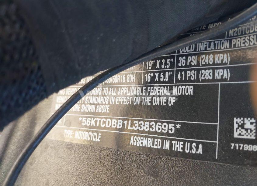 Photo 10 of 2020 Indian Motorcycle CO. CHIEFTAIN DARK HORSE (VIN 56KTCDBB1L3383695)