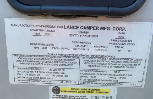 Photo 9 of 2022 LNCE OTHER - RVS CAMPER (VIN 56YTT141XNL332689)
