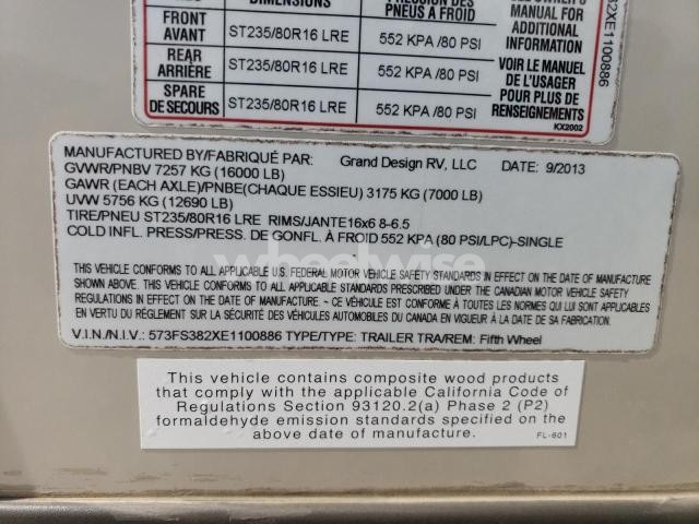 Photo 10 of 2014 GRAND DESIGN SOLITUDE 369RL (VIN 573FS382XE1100886)