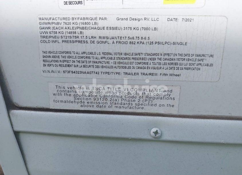 Photo 9 of 2022 Grand Design OTHER (VIN 573FS4323NAA07742)