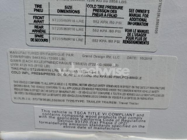 Photo 9 of 2020 GRANDESIGN MOMENTUM (VIN 573TM3528L5503935)