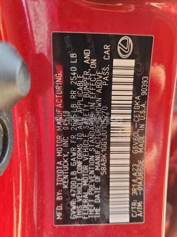 Photo 3 of 2018 LEXUS ES 350 (VIN 58ABK1GG1JU105270)