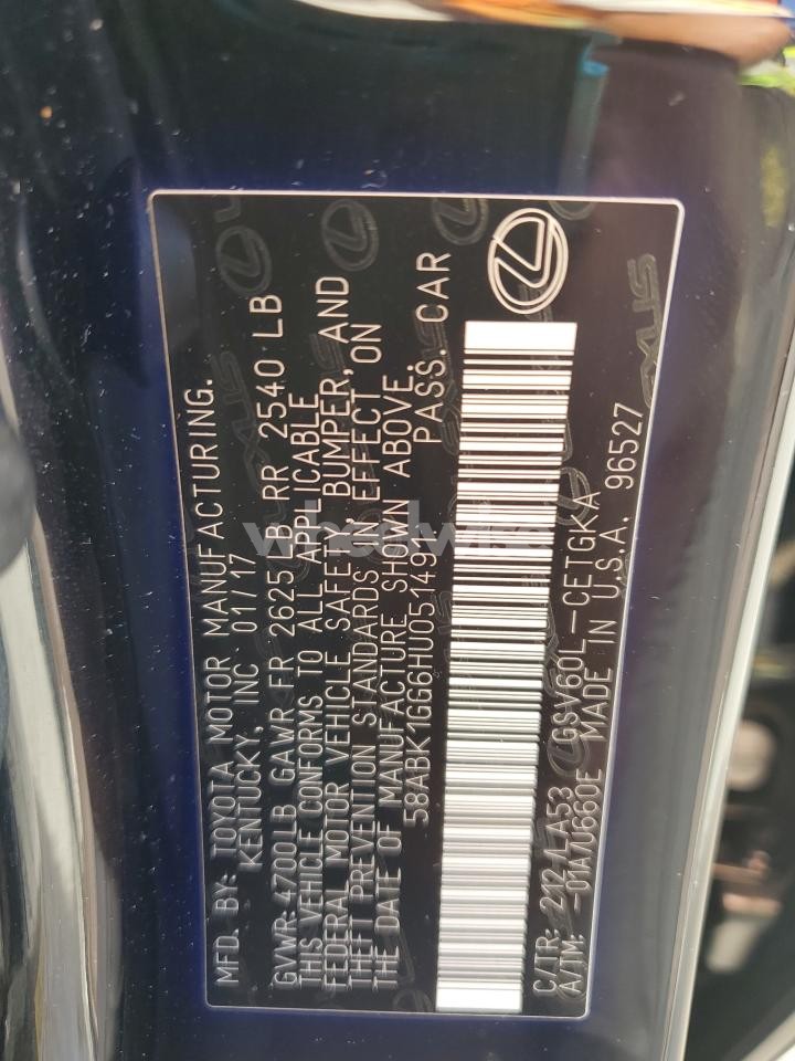 Photo 12 of 2017 LEXUS ES 350 (VIN 58ABK1GG6HU051491)