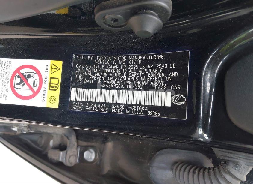 Photo 9 of 2018 Lexus Es 350 (VIN 58ABK1GG8JU104262)